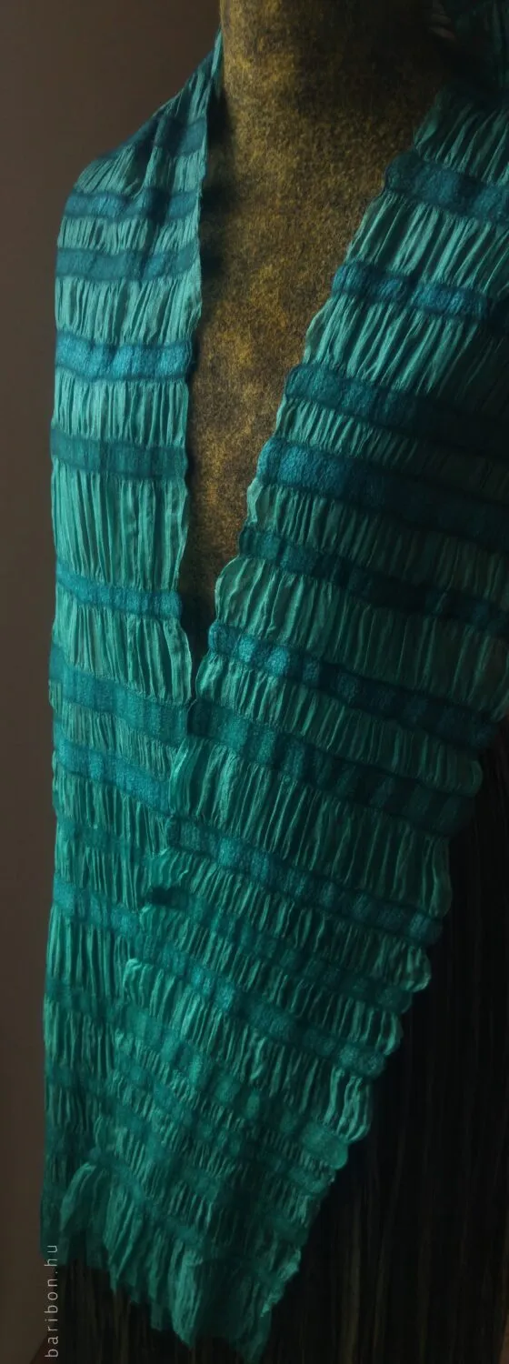 Baribon Teal Waves esarfa matase turcoaz