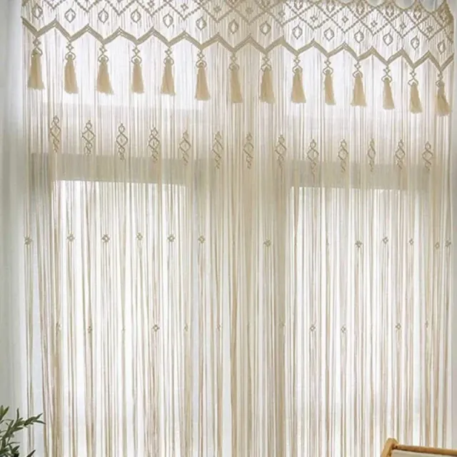 Macrame Meu perdea macrame usa ecru 85x200 cm ciucuri