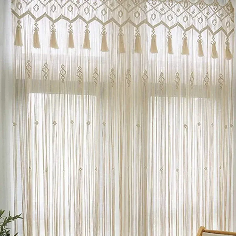 Macrame Meu perdea macrame usa ecru 85x200 cm ciucuri