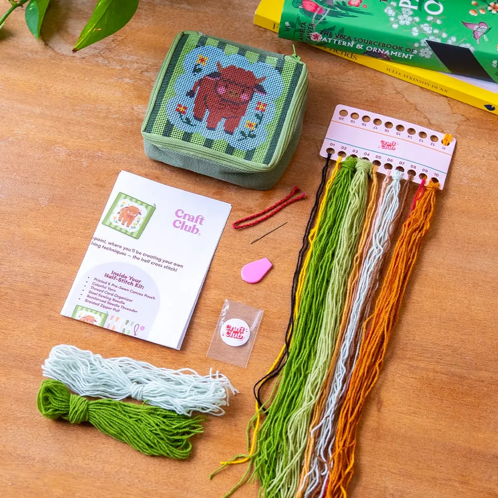 Craft Club Highland Cow kit needlepoint 12x12 cm