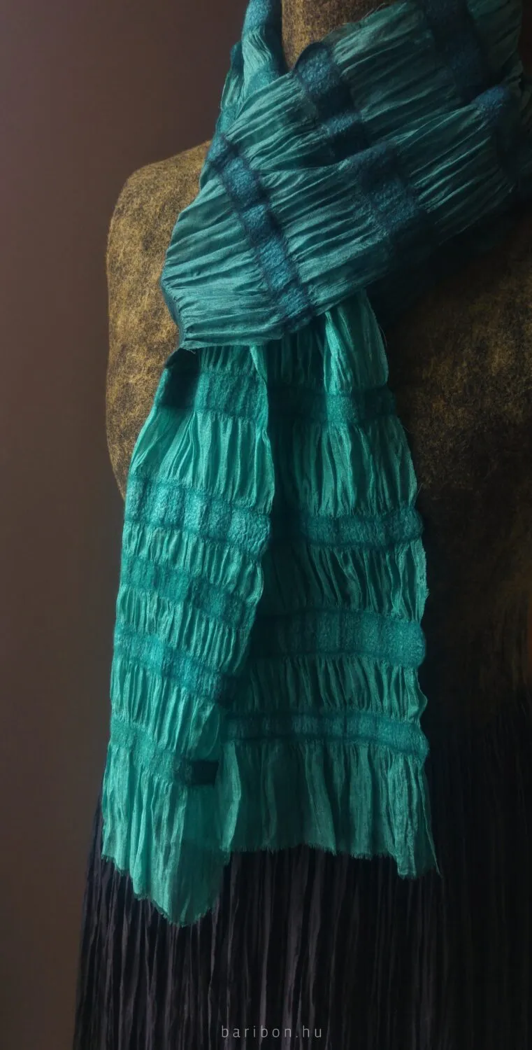 Baribon Teal Waves esarfa matase turcoaz