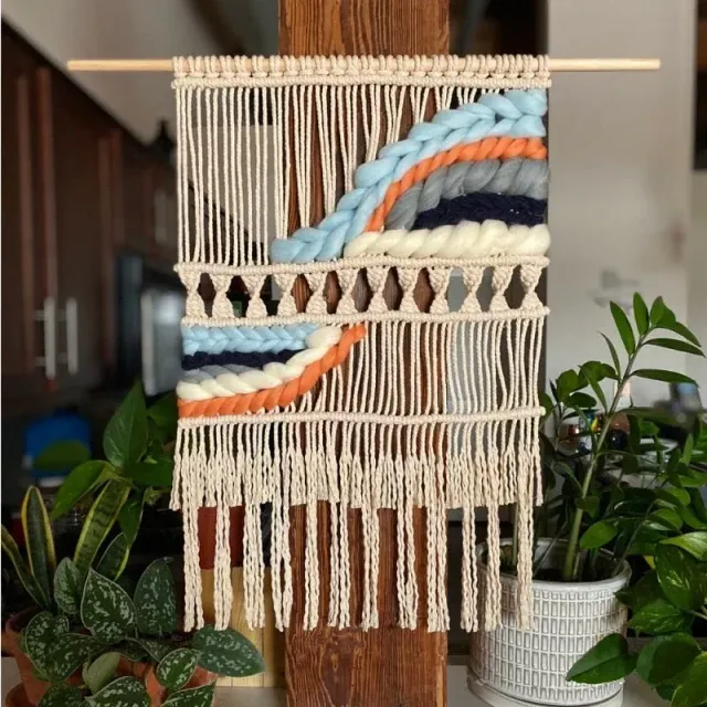Macrame Meu tapiserie macrame bumbac si lana 80x50 cm