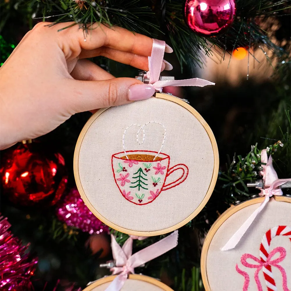 Craft Club Tinsel & Tea kit broderie minis Crăciun 3 buc începători