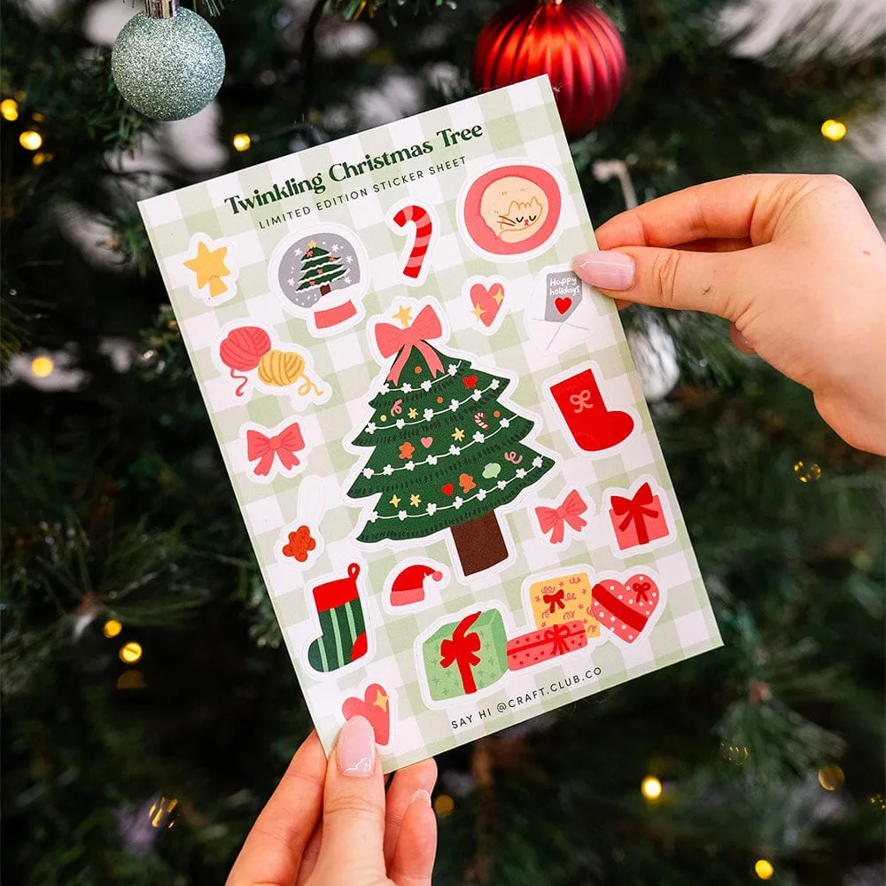 Craft Club Twinkling Christmas Tree kit coaster moss brad 22x15