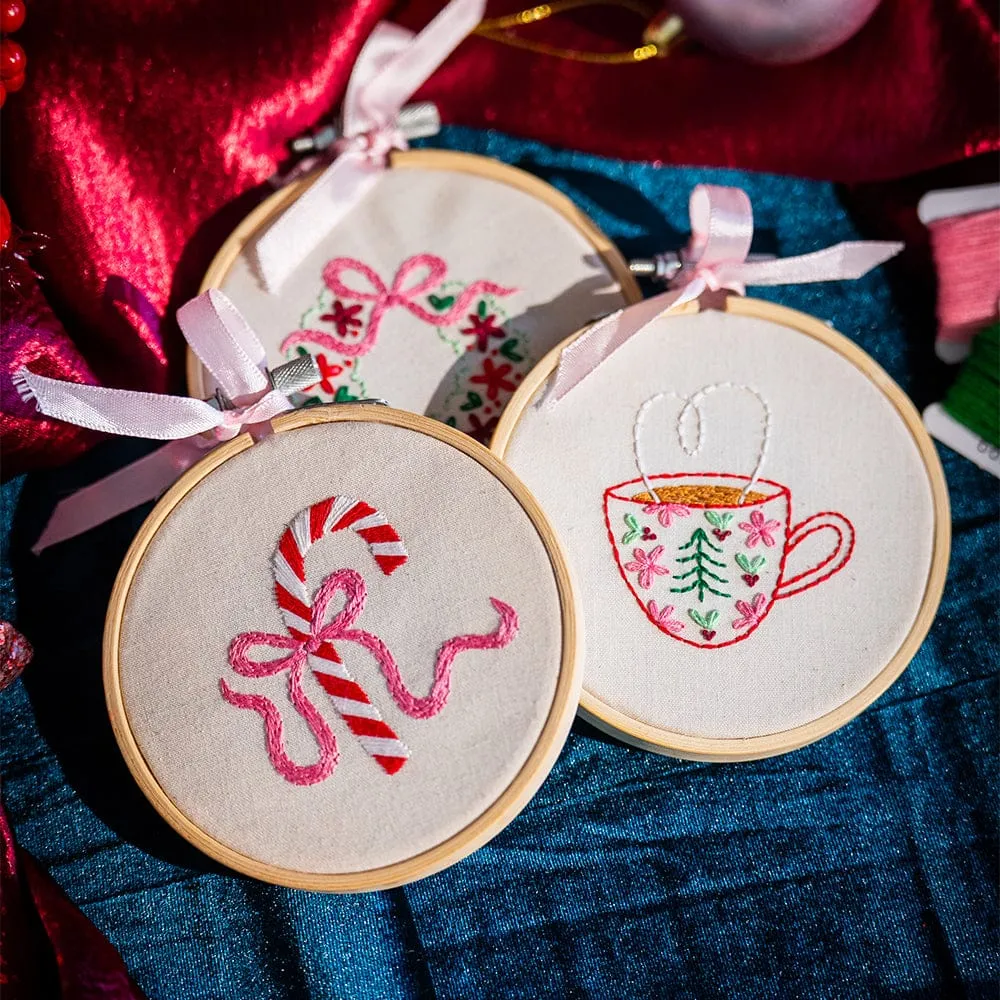 Craft Club Tinsel & Tea kit broderie minis Crăciun 3 buc începători