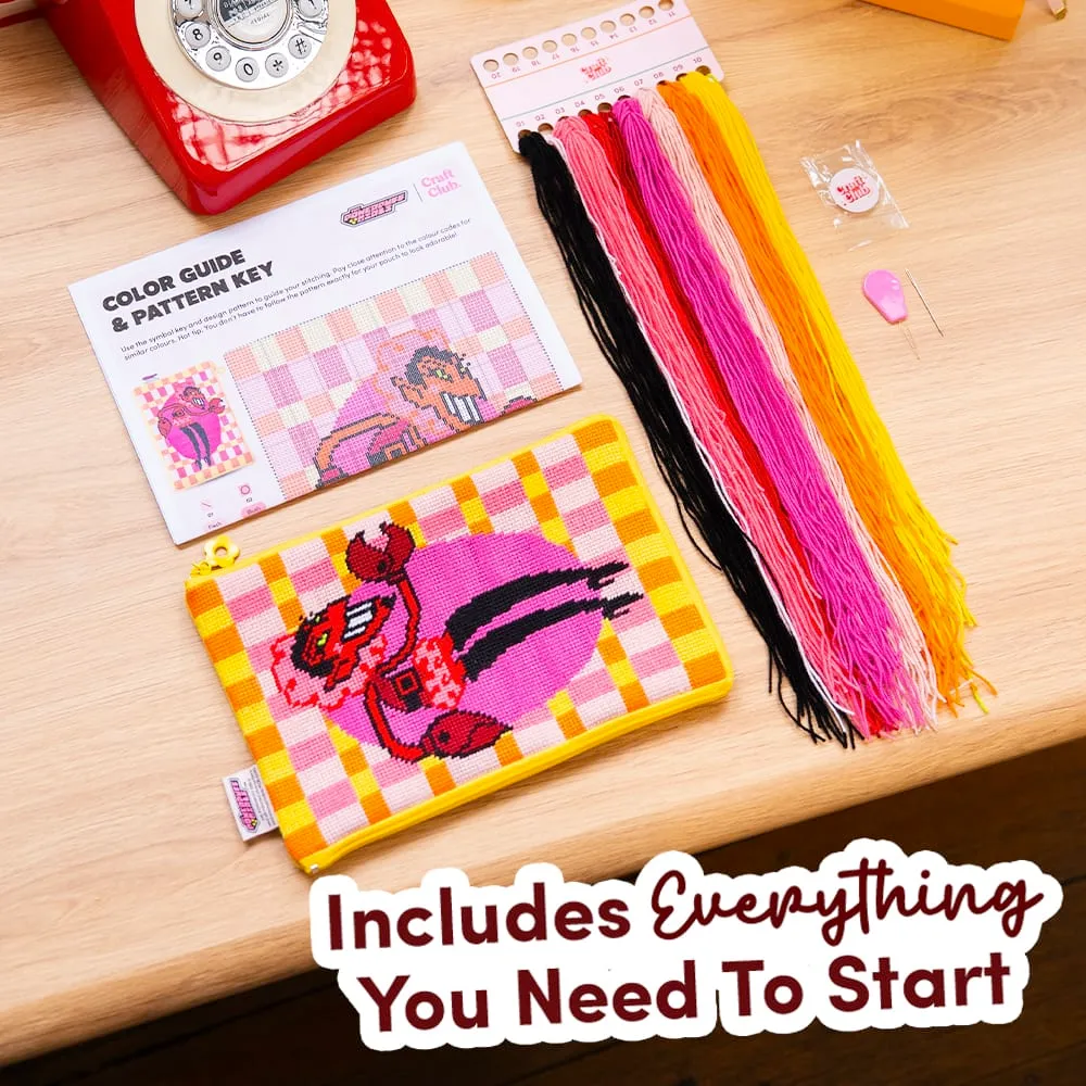 Craft Club HIM Needlepoint pouch kit Powerpuff Girls 22 x 14,5 cm