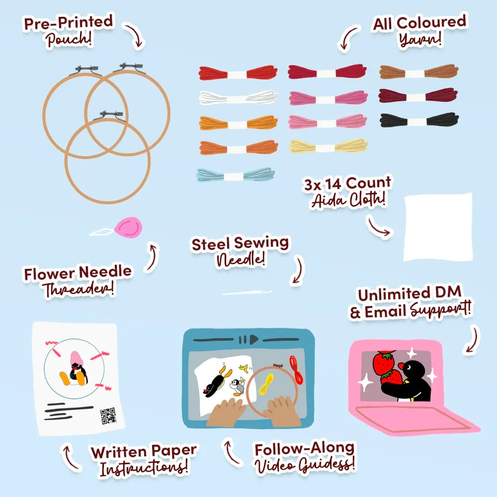 Craft Club Cheeky Pingu kit goblen punct cruce trio