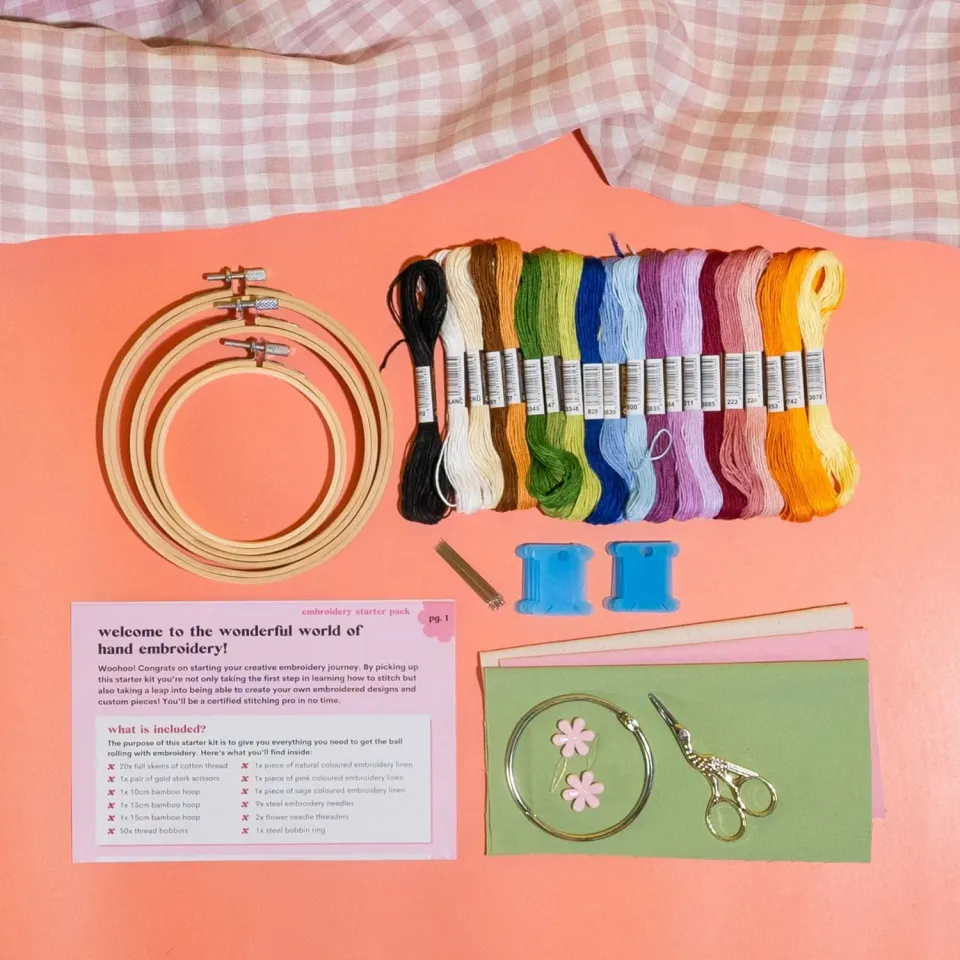 Craft Club Embroidery Starter Kit broderie 90 piese bumbac