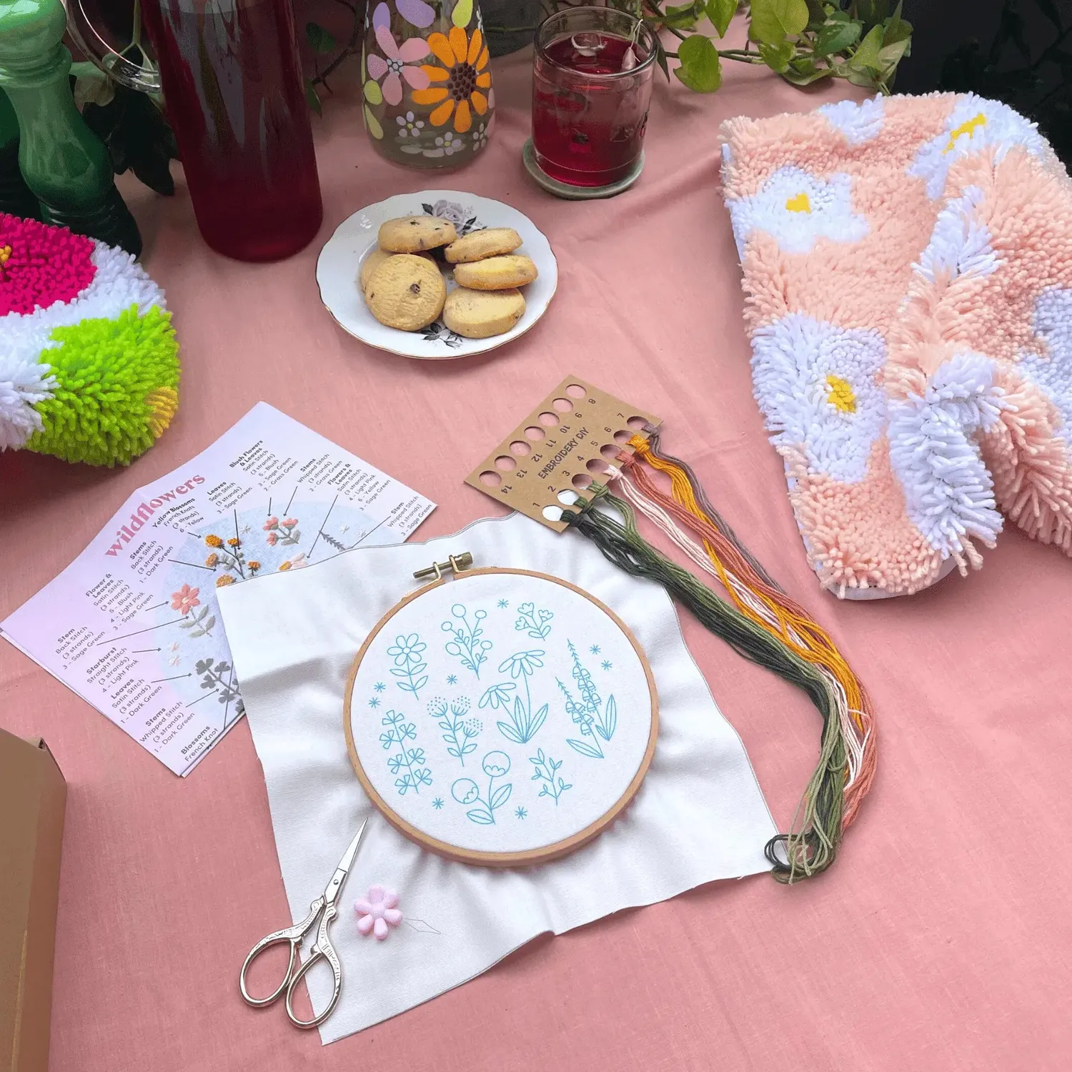 Craft Club Wildflower kit broderie flori pastel
