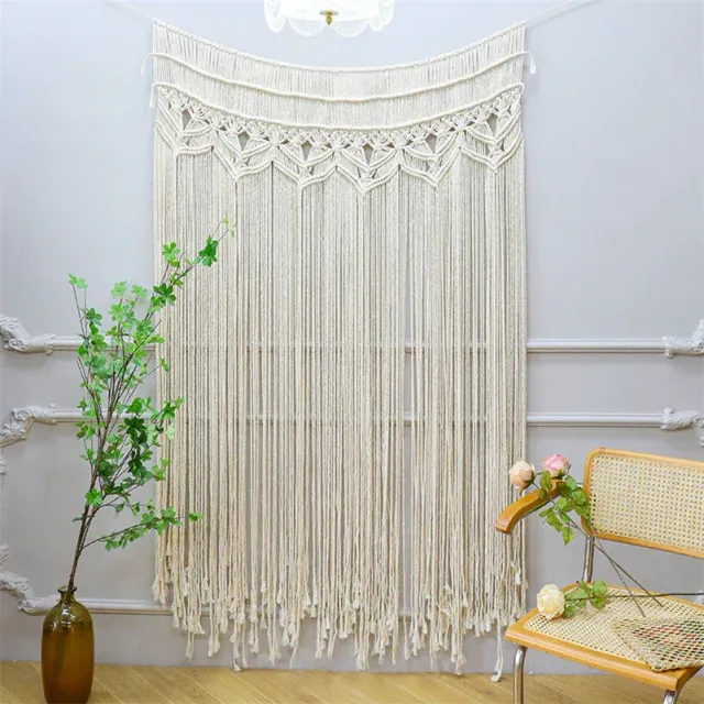 Macrame Meu perdea ușă macrame albă bumbac