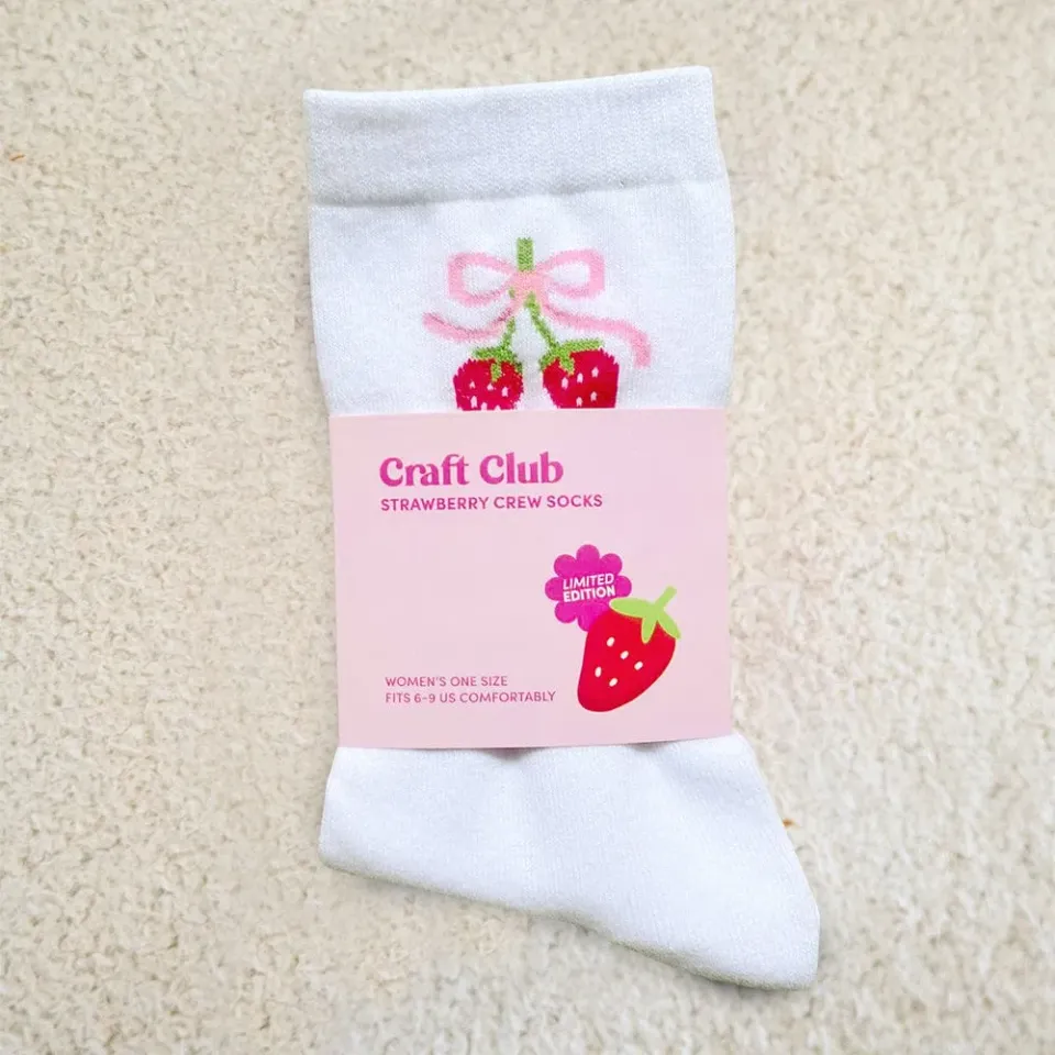 Craft Club Strawberry sosete albe capsuni marime unica