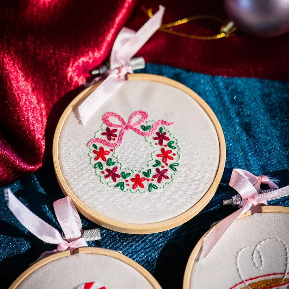 Craft Club Tinsel & Tea kit broderie minis Crăciun 3 buc începători