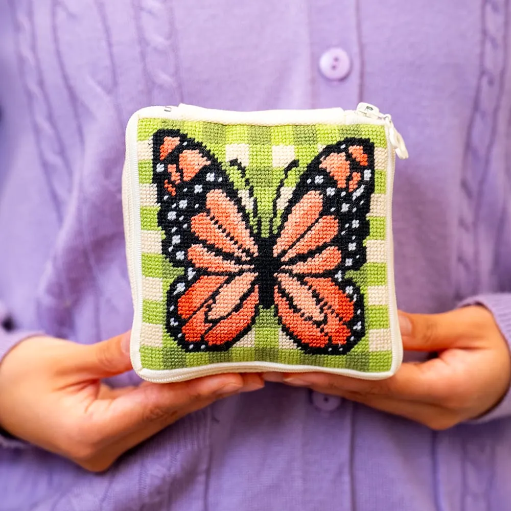 Craft Club Gingham Butterfly kit broderie portfard 12x12 cm începători
