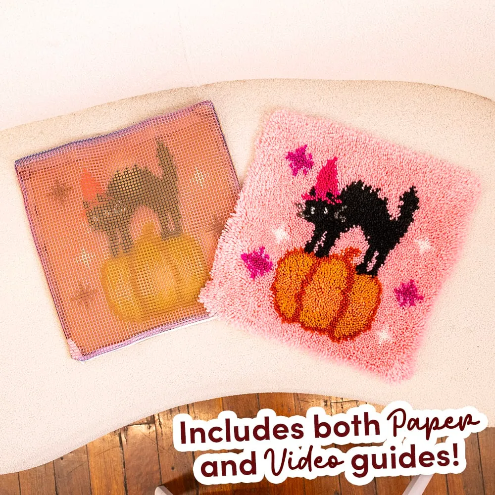 Craft Club Scaredy Cat kit perna 43x43cm latch hook