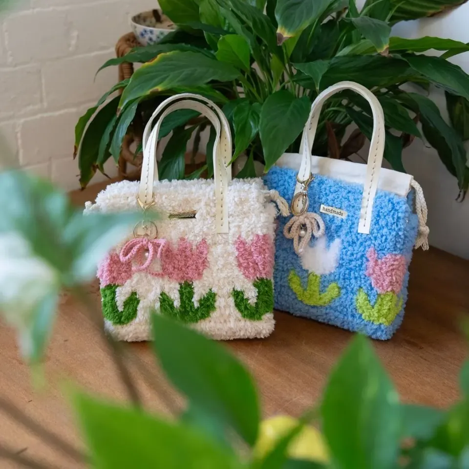 Craft Club Tulips set 2 genti tesute manual lalele + foarfeca
