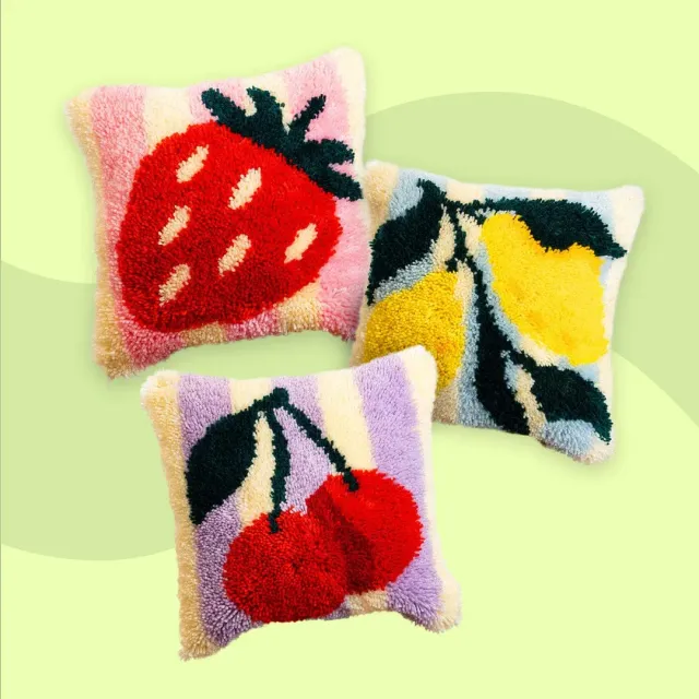 Craft Club FRUIT BASKET kit latch hook pentru perne cu 3 modele