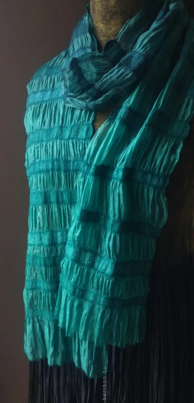 Baribon Teal Waves esarfa matase turcoaz