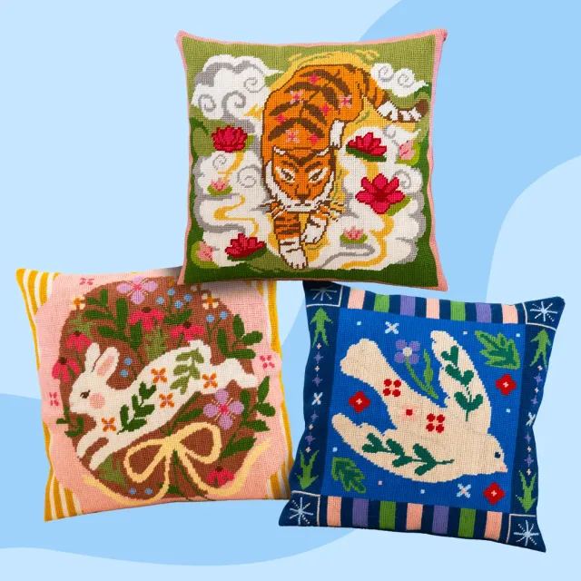 Craft Club Fur Feathers set 3 kituri perna goblen 45x45 cm